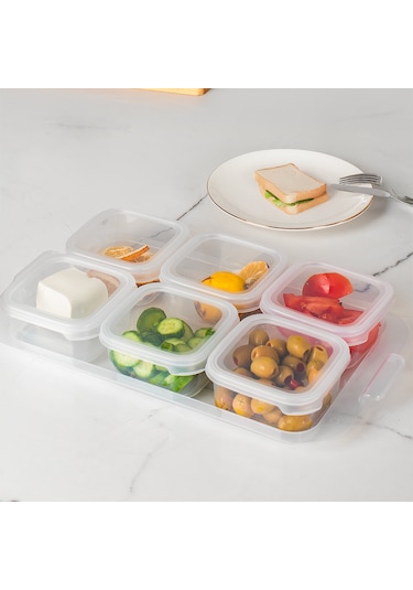 Porsima 2043 Tepsili 6 Bölmeli Kahvaltılık Kahvaltı Seti Şeffaf