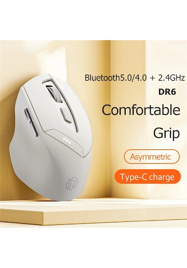 Inphıc Dr6 Bluetooth 4.0 / Bluetooth 5.0 / 2.4g Kablosuz Fare Ev Ofis Bilgisayarı Dizüstü Bilgisayar Sessiz Fareler