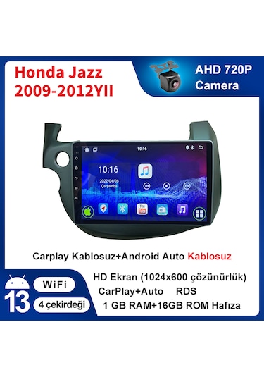 1gb Ram 16gb Rom Honda Jazz 2009-2012yıl Android Carplay Multimed