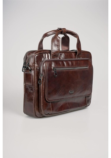 Ççs 71473 Hakiki Deri Evrak Çantası Kahve