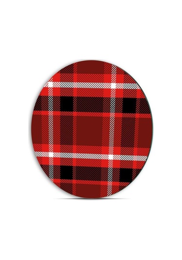 Çap 20 cm Kırmızı Ekose Desenli Cam Kesme Tablası