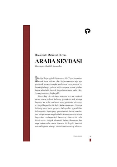 Araba Sevdası - Recaizade Mahmut Ekrem - Turkuvaz