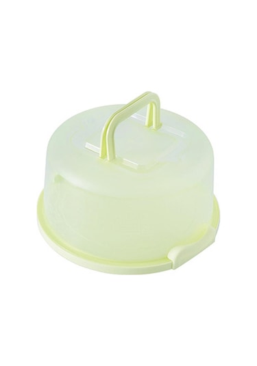 Plastik Pasta Kutusu, Kilitlenebilir Kapaklı Yuvarlak Pasta Saklama Kutusu Yeşil