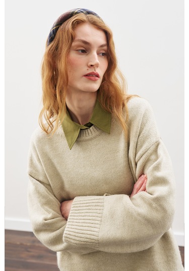 Chunky Oversıze Kazak Bej Bej