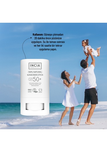 Incıa Doğal Mineral Filtreli Stick Güneş Koruyucu SPF50+ 15 G