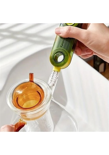 Buffer 3 Fonksiyonlu Pratik Şişe Temizleme Fırçası Mutfak Banyo Araç İçin Çok Amaçlı Fırça Çok Renkli