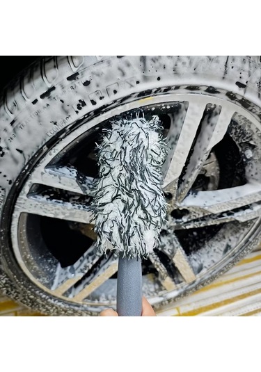 Chuangyinshop Kırmızı Uzun Saplı Mikrofiber Jant Temizleme Fırçası Yumuşak Yıkamalı Çizilmez Lastik Tekerlek