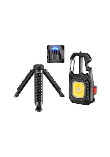 Led Mikro El Feneri Cep Anahtarlık El Fenerleri Usb Şarj Edilebilir Torch Güçlü Mıknatıs Tornavida Çekiç Açık Acil Durum Lambası Black Led Siyah