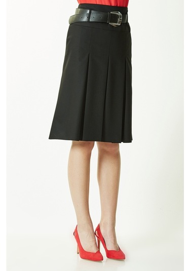 Soralline Kadın Etek 65 Cm Boyunda 3 Pile 724 Siyah Siyah