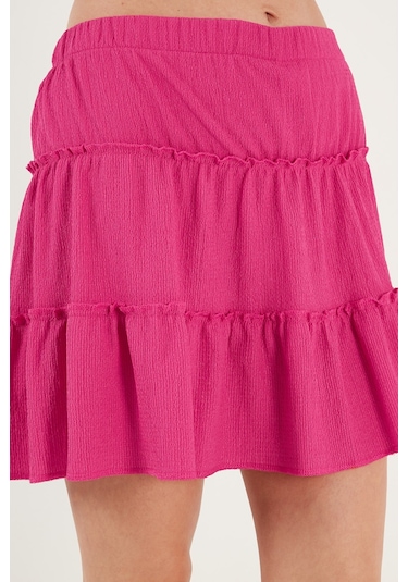Lela Beli Lastikli Mini Bayan Şort Etek 5865038 Fuşya