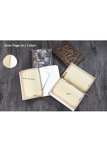Hediyelik Beyaz Ejder Kabartmalı Defter