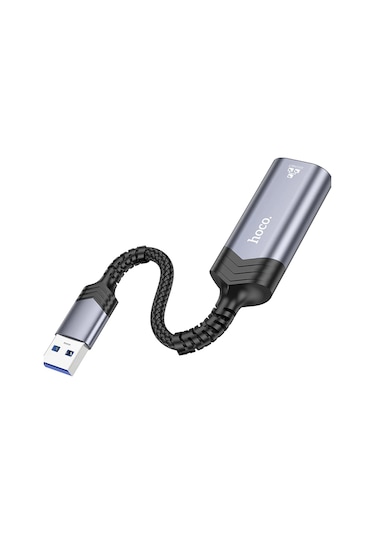 Hoco. Ua26 Tak Çalıştır Usb To Rj45 1000 Mbps Ethernet Dönüştürücü - Gri