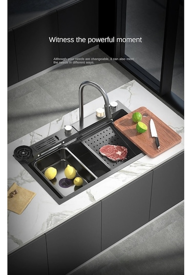 ﻿ Çelik 7 Fonksiyon Arıtmalı Fiskiye Akıllı Eviye Ve Batarya Seti Antrasit