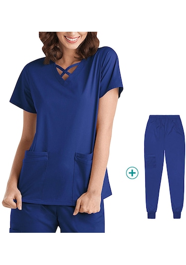 Suntek Kadın Scrubs Kozmetoloji Pet Shop Xl-açık-mavi