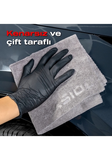 Nasiol Wipe&Buff Mikrofiber Seramik Kaplama Detailing Bezi 10lu A.Gri Temizlik Bezi 35x40 CM 320 Gsm