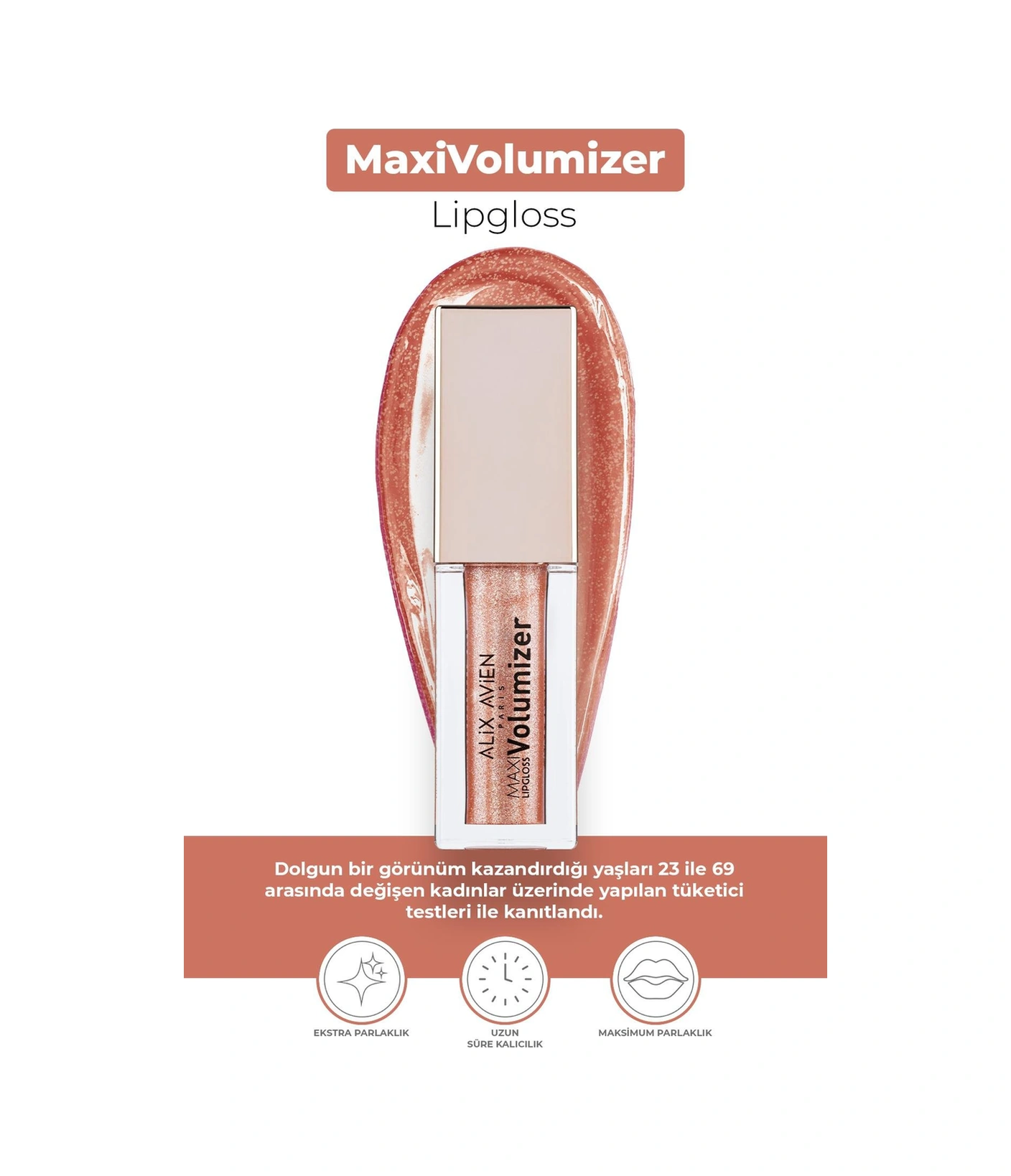 Alix Avien Maxivolumizer Lipgloss 206 Peachy Stardust Kalıcı Ve Nemlendirici Ruj Dolgunlaştırıcı Etki