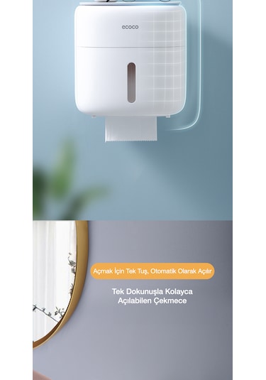 Ecoco Çekmeceli Dokunmatik Tuvalet Kağıdı Havlu Saklama Kutusu