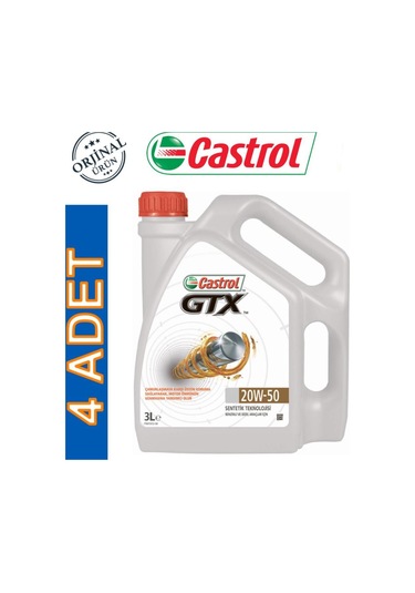 Castrol GTX 20W-50 Sentetik Motor Yağı 4 x 3 L