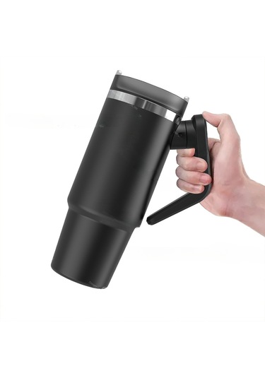 Mufunye The Iceflow Flip Straw Pipetli Termos Bardak 30oz 950ml , Siyah