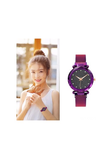 Samdoo Kadınlar İçin Pırlanta Takılı Yıldız Gökyüzü Dialı Milana Kayışlı Manyetik Kutulu Rose Gold Çelik Kasa Kol Saati Diğer