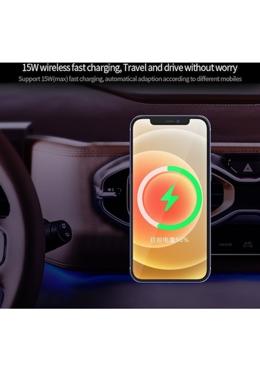 X19 Magsafe Araç Hava Çıkışı Kelepçe Tutucu 15w Hızlı Şarj Qi Manyetik Kablosuz Şarj Cihazı Siyah