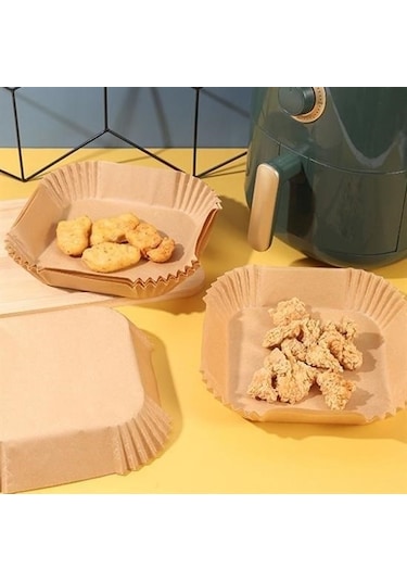 Air Fryer Pişirme 50 Adet Kağıdı Tek Kullanımlık Hava Fritöz Yağ Geçirmez Yapışmaz Kare Tabak Model