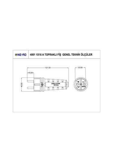 Ne-Ad Kauçuk Erkek Fiş 1X16A 4001