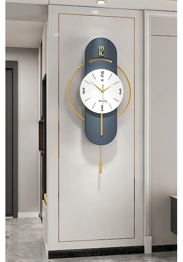 MetaQuartz Aksesuar Exclusive Milano Time Quartz Mekanizmalı Duvar Saati Lacivert - Lake Lacivert