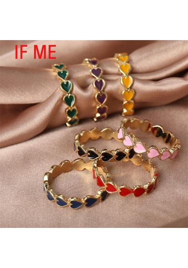 If Me Trendy Goth Geometrik Siyah Renk Aşk Kalp Yüzükler Kadınlar İçin Kız Vintage Gümüş Basit Düğün İşaret Parmağı Yüzük Takı Hediyeler Style 4 Çok Renkli