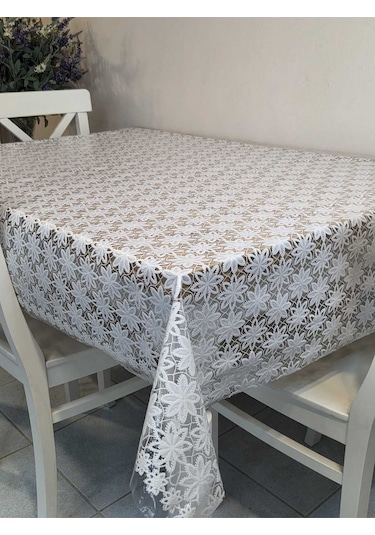 Ithal Pvc Muşamba - Desenli Silinebilir Masa Örtüsü 07nl10d Beyaz