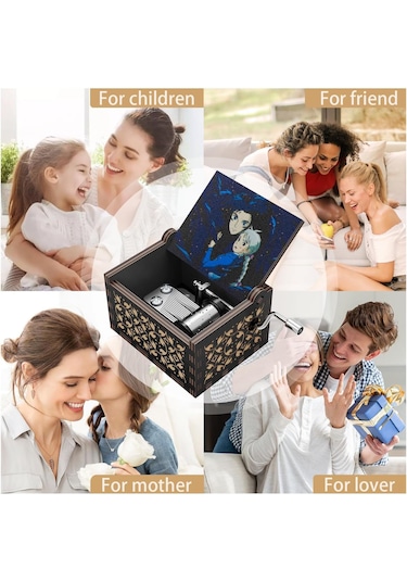 Tenfowee "howl In Yürüyen Şatosu El Kurgulu Müzik Kutusu Merry Go Round Melodisi İle Özel Hediye Siyah Şato " Siyah 2