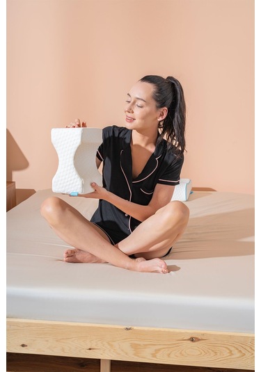 Visco H Model Diz Arası Ortopedik Yastık Bacak Arası Yastık Visco Yastık 25 19 14cm Beyaz