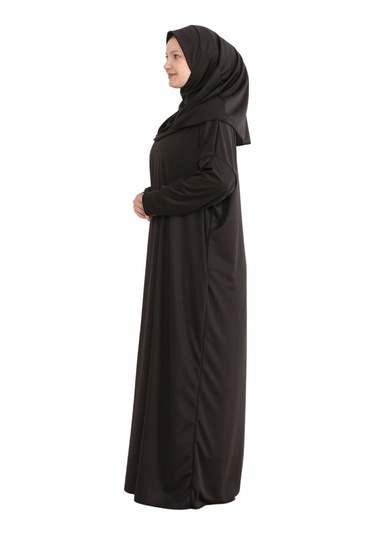 Namaz Elbisesi Eşarp Seccade Tesbih Set, İslami Giyim Takım Ferace Turban Şal Kahverengi