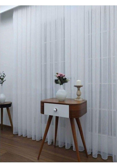 Kırık Beyaz Düz Tül Perde Şantuk Pilesiz Extraforlu Düz Dikim-kırık Beyaz Kırık Beyaz
