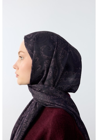 Mirsoy Scarf Mirayze Etnik Desen Şal Mürdüm