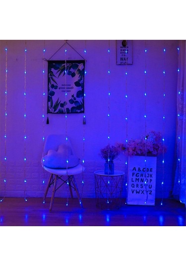 Soulader Led Şelale Işığı Dekoratif Aydınlatma Meteor Yağmuru Efekti Dize Ampul İçin Bahçe Balkon Parti Süs Mavi