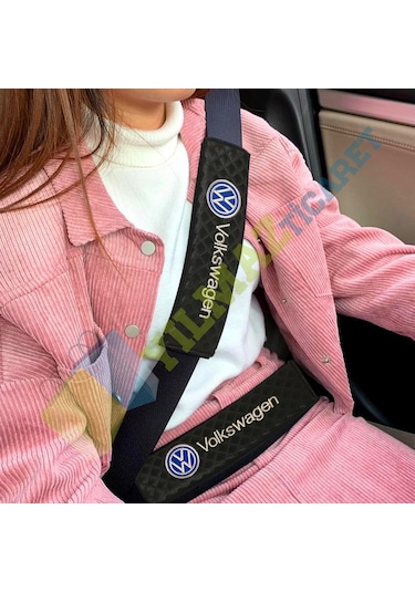 Volkswagen Logo Nakış İşleme Karbon Emniyet Kemer Pedi 2 Adet