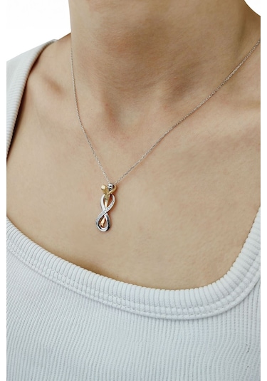 Chavin Aşk İle Birbirine Sarılan Çift Sonsuzluk Gümüş Kolye Dn86s