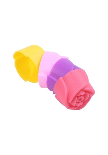 Fastbuy Silikon Gül Desenli Kek Kalıbı Seti - 10'lu - Siyah, Cupcake Ve Jöle İçin Siyah