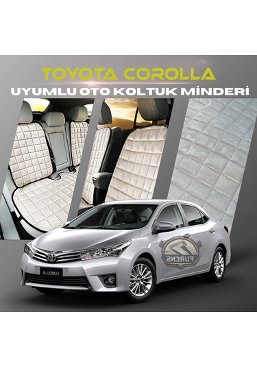 Toyota Corolla Bej Tay Tüyü Cepli & Terletmez Sırtlı Oto Koltuk Minder Seti - Koruma Kılıfı  Ön & Arka Set