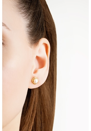 Minimal İnci 18 Ayar Sarı Altın Kaplama Gümüş Seti Sarı