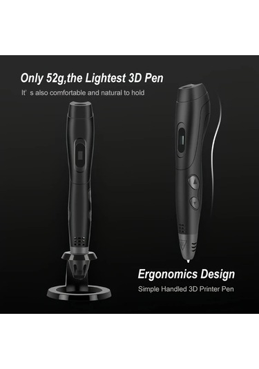 Xuweiwei Setookj Siyah 3d Baskı Kalemi 6 Hız Ayarlı 12 Renkli Pla Filament Dıy El Sanatları İçin