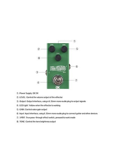 Ruicoo Gitar Overdrive Efekt Pedalı Metal Kasa - 6.35mm Giriş/çıkış, Ton Ve Kazanç Kontrolü, Led Gösterge