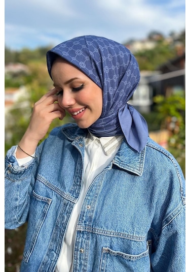 Aker Elegance Monogram Eşarp - 10905001 Mavi