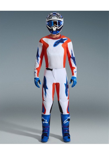 Alpinestars Fluid Grid Off-road Motosiklet Pantolonu Oranj Mavi Beyaz