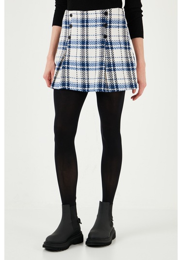 Lela Regular Fit Kışlık Tüvit Mini Bayan Şort Etek 611Et0020 Saks