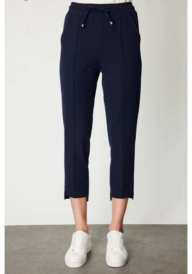 On Kadın Önü Çimalı Dar Paça Eşofman Altı 64138 Lacivert Lacivert