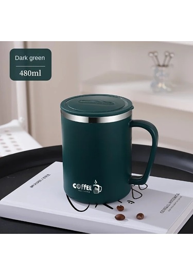 Süt Kahve Fincanı Paslanmaz Çelik Çift Duvar Isı Yalıtımlı Su Bardak Ve Kupalar Dark Green 480ml Koyu Yeşil