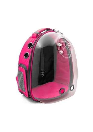 Cattie Şeffaf Kedi Küçük Irk Köpek Taşıma Sırt Çantası Pembe 25 x 30 x 40 CM