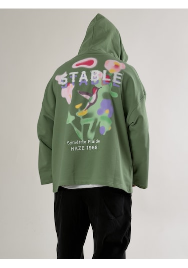 Cocopelli Stable Kapüşonlu Yeşil Oversize Erkek Sweat Coc2707 Yeşil